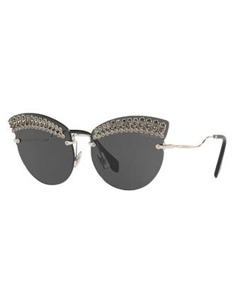 miu miu crystal trim rimless cat-eye sunglasses|Women's Eyewear & Sunglasses .